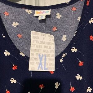 LuLaRoe Dark Blue Dress with Red and White Floral